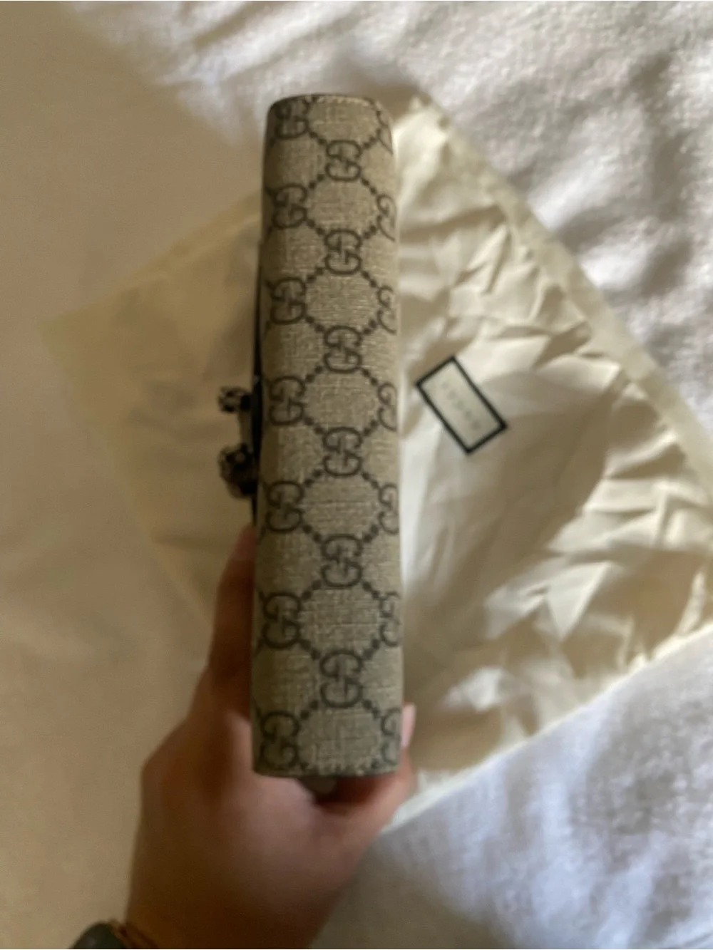 Gucci Beige Brown GG Supreme Canvas Wallet with Silver-Tone Tiger Head - Picture 11 of 11
